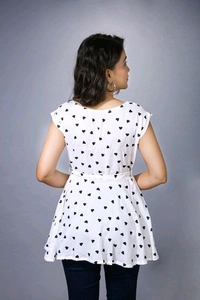 Printed Rayon Western Top for Woman | Tops for Girls | Regular Sleeve - White, L