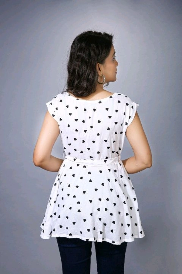 Printed Rayon Western Top for Woman | Tops for Girls | Regular Sleeve - White, L