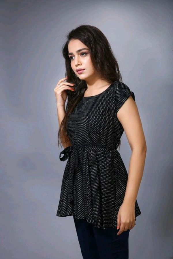 Printed Rayon Western Top for Woman | Tops for Girls | Regular Sleeve - Black, L