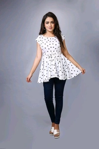 Printed Rayon Western Top for Woman | Tops for Girls | Regular Sleeve - White, XS