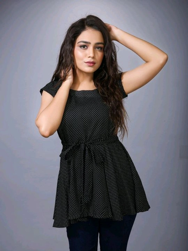 Printed Rayon Western Top for Woman | Tops for Girls | Regular Sleeve - Black, XS