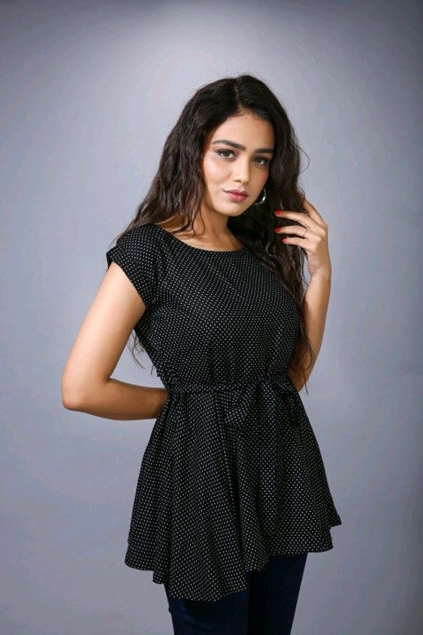 Printed Rayon Western Top for Woman | Tops for Girls | Regular Sleeve - Black, XS