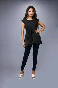 Printed Rayon Western Top for Woman | Tops for Girls | Regular Sleeve - Black, XXXL
