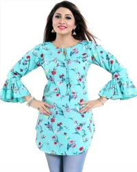 Casual Printed Women Blue Top - Charlotte, L