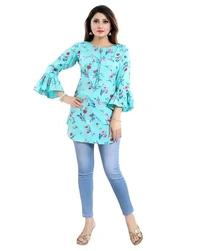 Casual Printed Women Blue Top - Charlotte, L