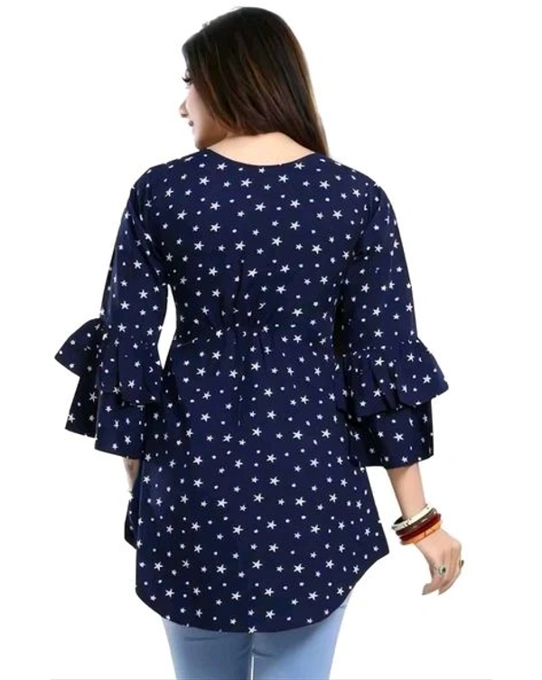 Casual Printed Women Blue Top - blue, M