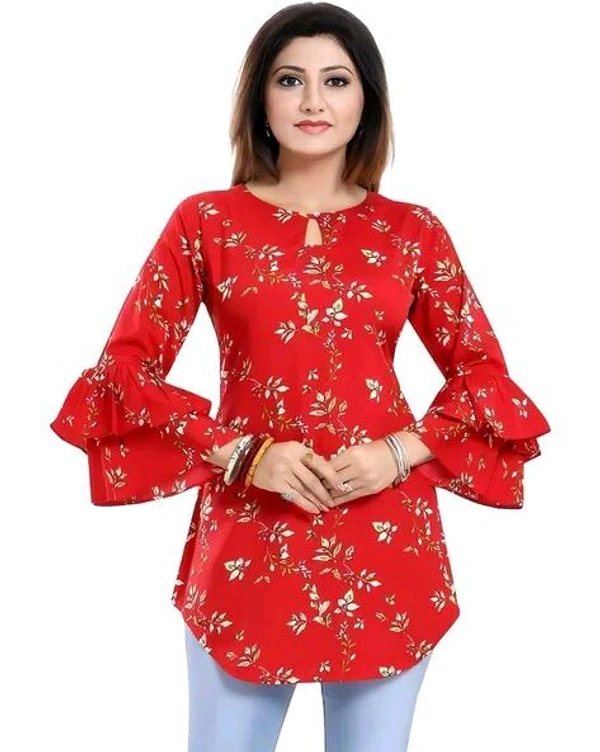 Casual Printed Women Blue Top - Red, M