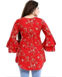 Casual Printed Women Blue Top - Red, M