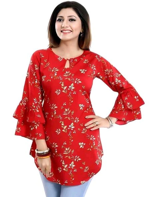 Casual Printed Women Blue Top - Red, M