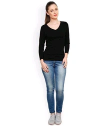 Casual Wear Full Sleeve Regular Fit Top for Women, Top for Girls Free Size (Bust 28-32,Length-18, Brown) - Black, M