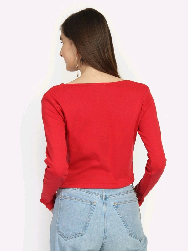 Casual Wear Full Sleeve Regular Fit Top for Women, Top for Girls Free Size (Bust 28-32,Length-18, Brown) - Red, S