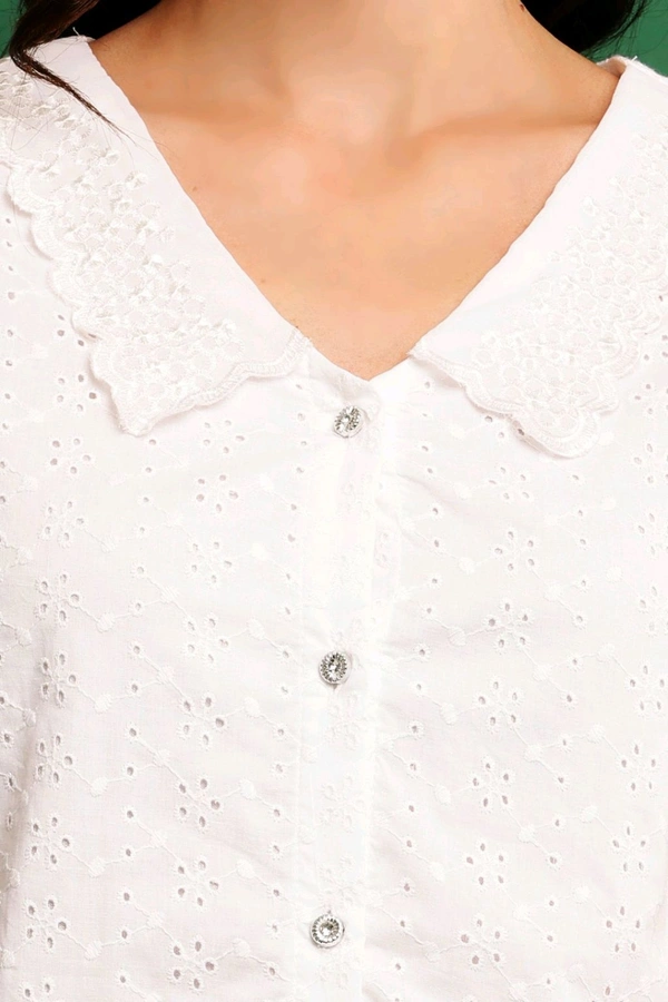 Casual Regular Sleeves Solid Women's White Top - White, S