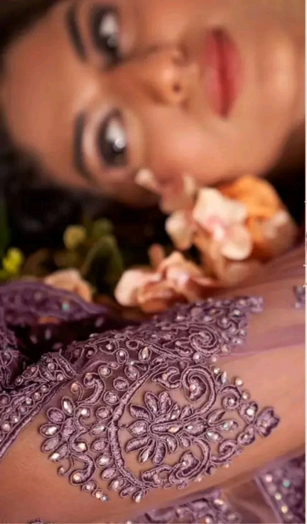 Embroidered Semi Stitched Lehenga Choli (Purple) - Mountbatten Pink, Free Size