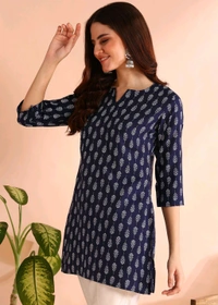 Women Floral Print Cotton Rayon Straight Kurta (Blue) - Cherry Pie, S
