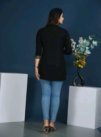 Women Solid Viscose Rayon Straight Kurta (Black) - Black, XS