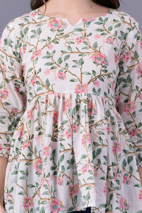 Formal Regular Sleeves Floral PrintWomen White Top - White, L