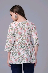 Formal Regular Sleeves Floral PrintWomen White Top - White, XL