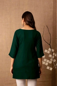 Women Rayon Regular Top - Bottle Green, M