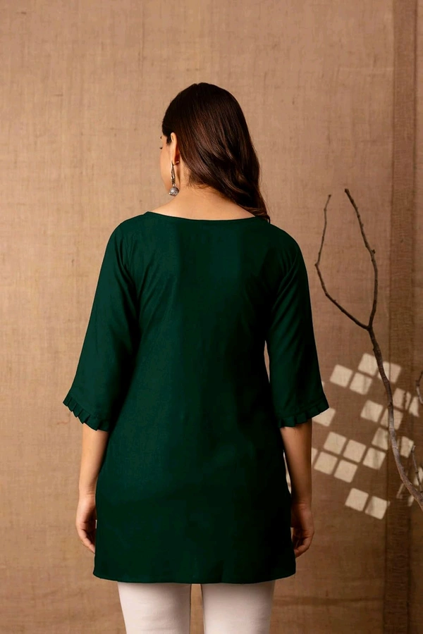 Women Rayon Regular Top - Bottle Green, M