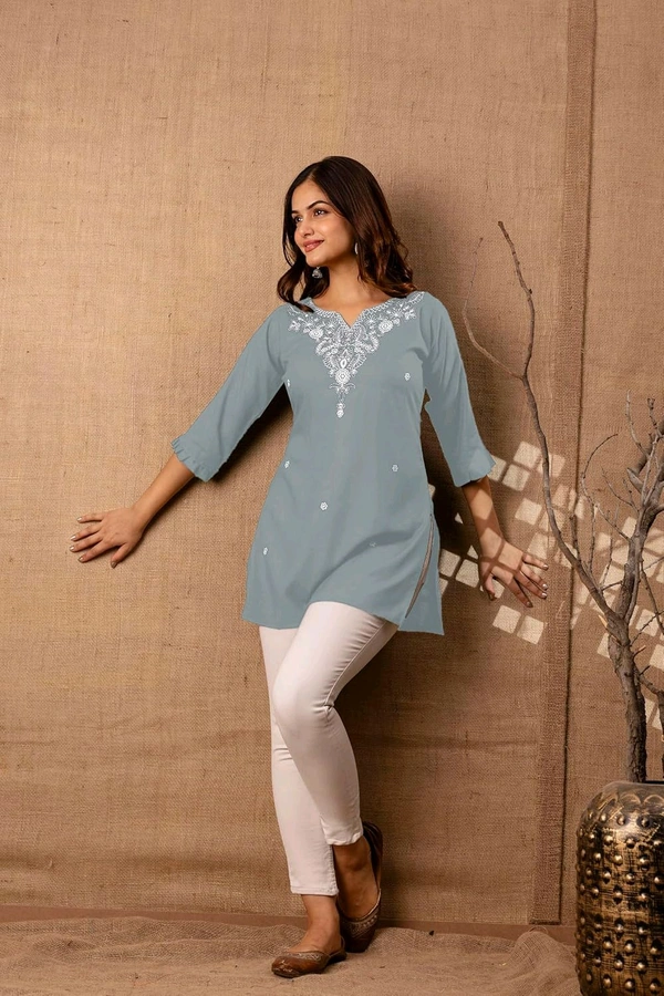 Women Rayon Regular Top - Oslo Gray, S