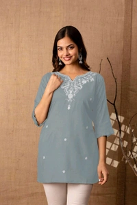 Women Rayon Regular Top - Oslo Gray, S