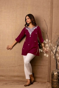 Women Rayon Regular Top - Bordeaux, S