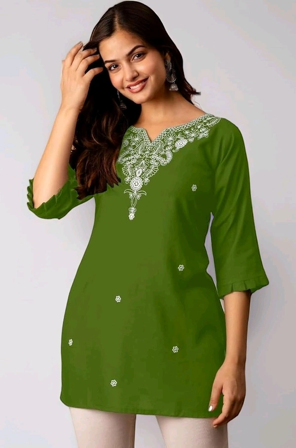 Women Rayon Regular Top - Green Leaf, XXL