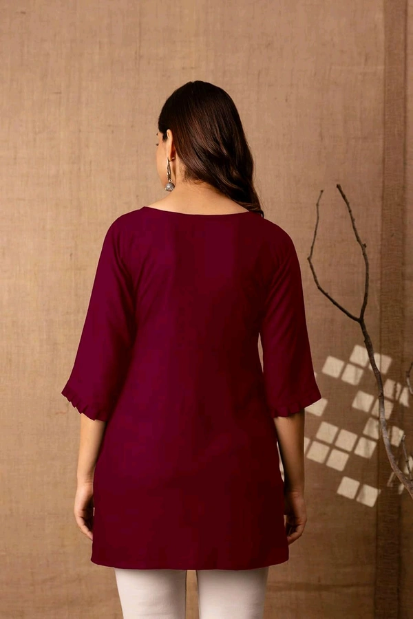 Women Rayon Regular Top - Bordeaux, XXL