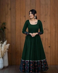 Viscose Rayon Stitched Anarkali Gown (Blue) - Cape Cod, XL