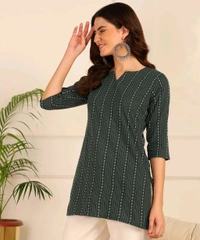 Women Striped Pure Cotton. Straight Kurta (Purple) - Nandor, M