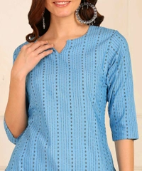 Women Striped Pure Cotton. Straight Kurta (Purple) - Ship Cove, XL