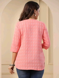 Women's Printed Short Kurti, 3/4 Sleeves - Geraldine, XXXL