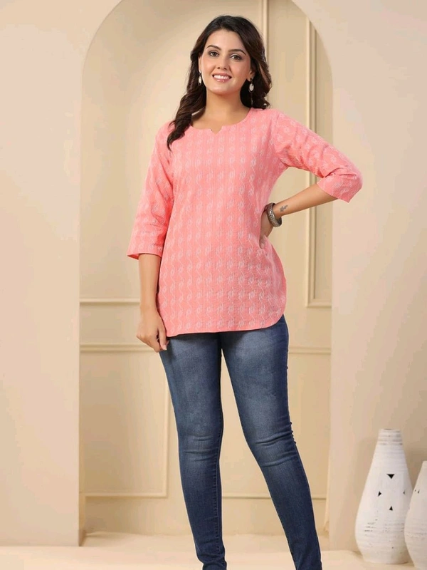 Women's Printed Short Kurti, 3/4 Sleeves - Geraldine, XXXL