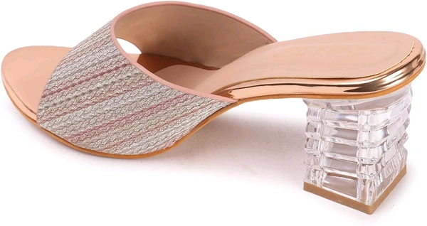 Glittery Slip-on Sandals with Transparent Heels, Multicolour - Sultan, 8