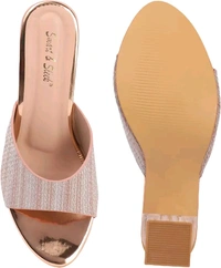 Glittery Slip-on Sandals with Transparent Heels, Multicolour - Sultan, 8