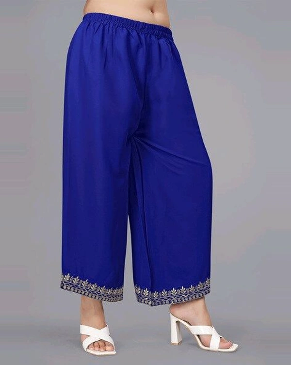 Women's Georgette Sleeveless Kurti Set With Embroidered Lace - Blue, XXL