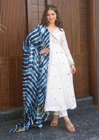 Elegant White Color Georgette Embroidery Sequence Gown - White, XL