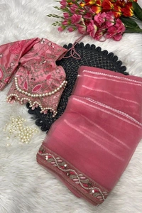 Party Wear Butterfly Net Moti Saree - Charm, Free Size