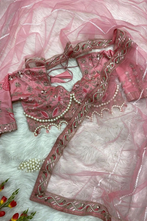 Party Wear Butterfly Net Moti Saree - Charm, Free Size