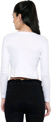 Casual Regular Sleeves Solid Women Black Top - White, L