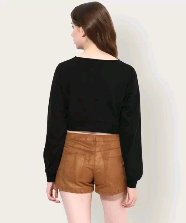 Casual Regular Sleeves Solid Women Black Top - Black, M