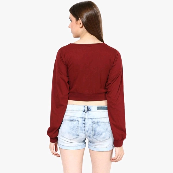 Casual Regular Sleeves Solid Women Black Top - Merlot, M