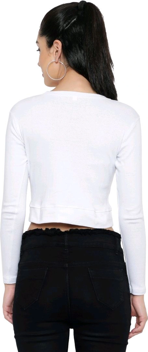 Casual Regular Sleeves Solid Women Black Top - White, S