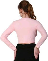 Ribbed deep Neck Crop top - Pink Flare, L
