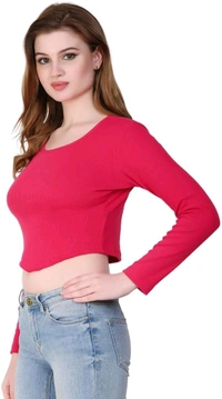 Ribbed deep Neck Crop top - Amaranth, L