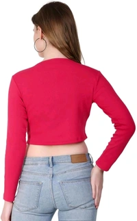 Ribbed deep Neck Crop top - Amaranth, L