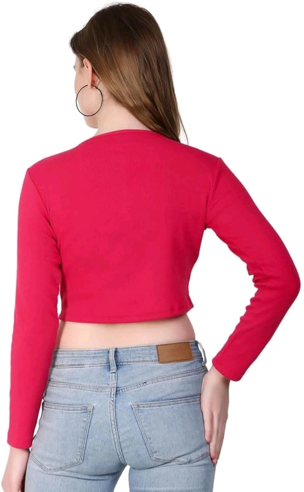 Ribbed deep Neck Crop top - Amaranth, M
