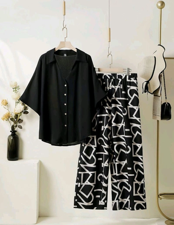 ELEGANT PINE GREEN TOP WITH GRAPHIC PALAZZO SET - Racing Green, L