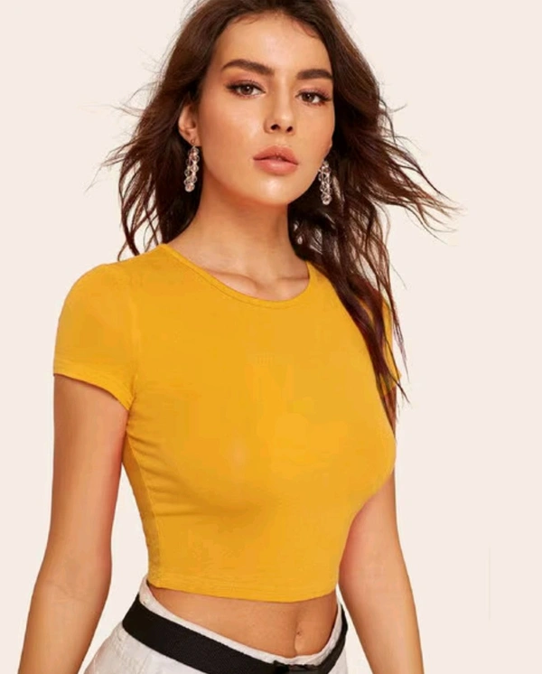 Casual Regular Sleeves Self Design Women Black Top - Fuel Yellow, M