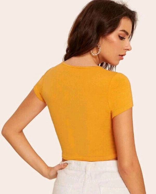 Casual Regular Sleeves Self Design Women Black Top - Fuel Yellow, M